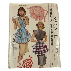 McCalls Vintage 1940's Pattern #1279 Women's Aprons‎ One Size